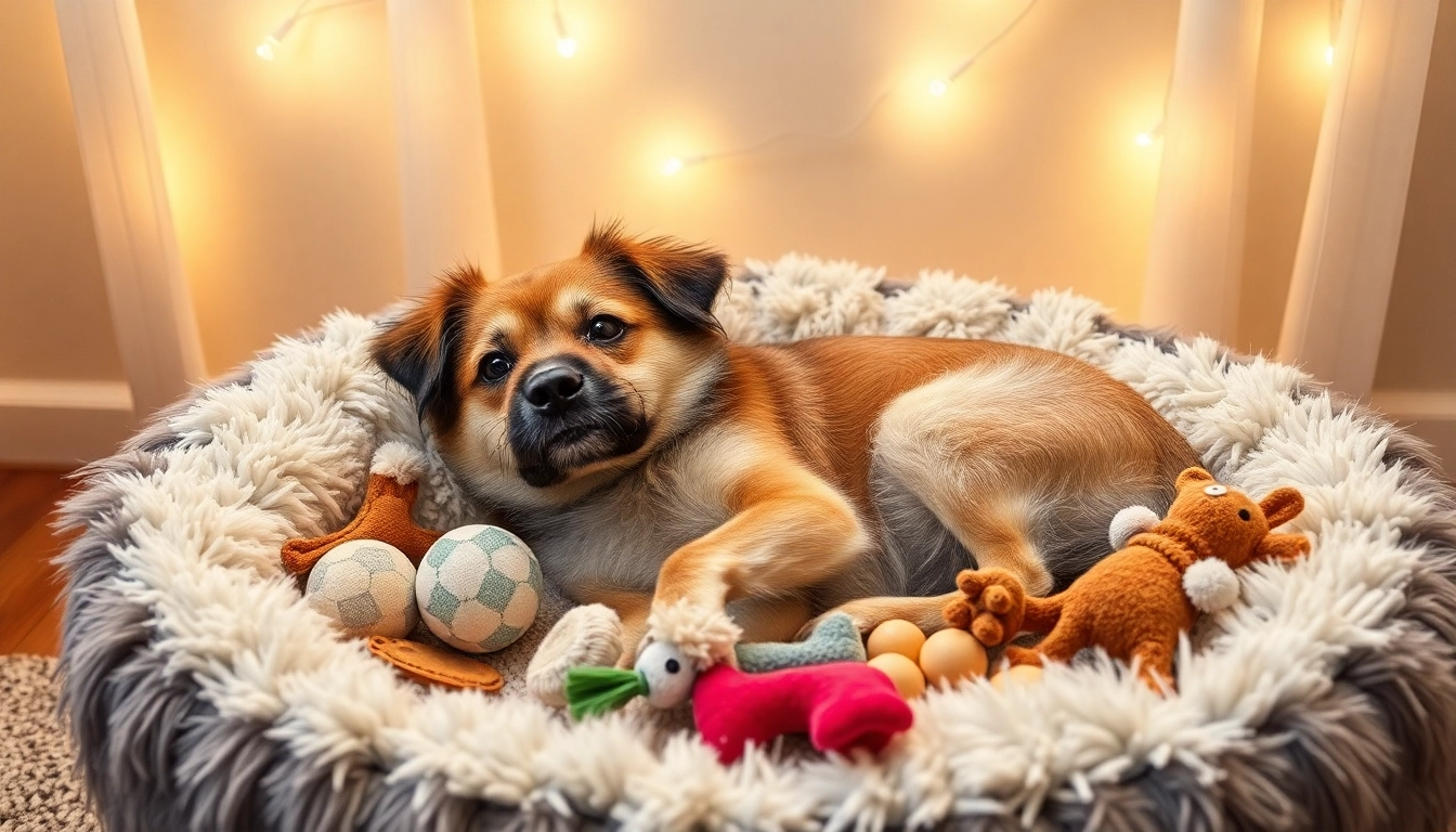 Pamper your pet with a cozy bed and plush toys, creating a luxurious space for relaxation.