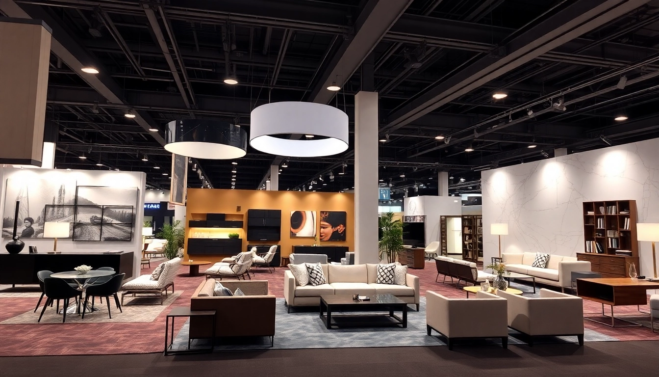 Showcasing elegant Dallas trade show furniture arranged in a modern display setting.