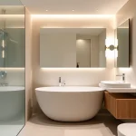 Explore stunning designs from bathroom fitters Salford showcasing modern bathroom aesthetics with elegant fixtures.