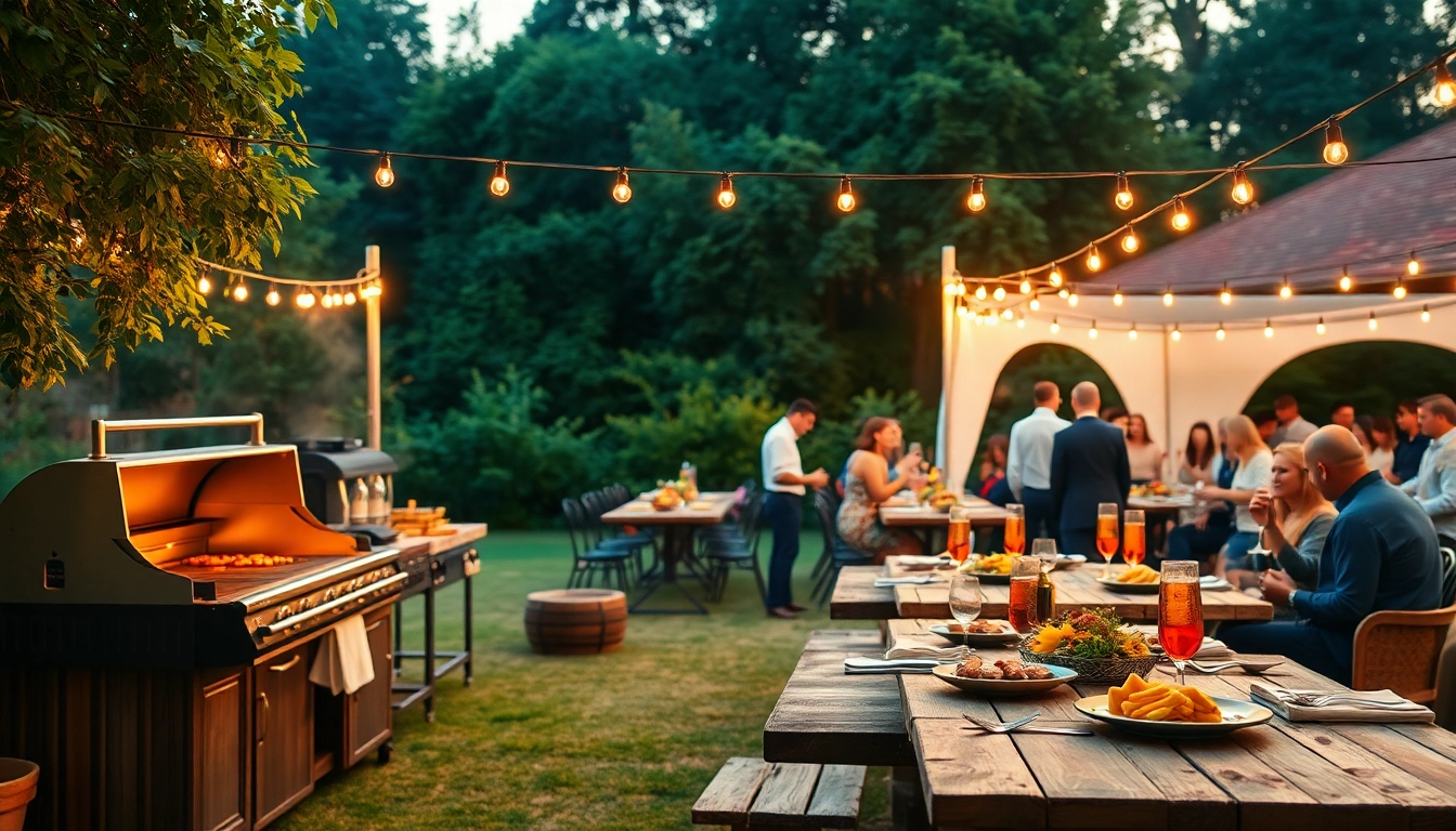 Hochzeit Grill Catering für Berlin featuring a beautifully arranged barbecue setup at an outdoor wedding.