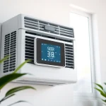 Learn what is a seer rating on air conditioners by exploring a modern HVAC unit with a digital thermostat.