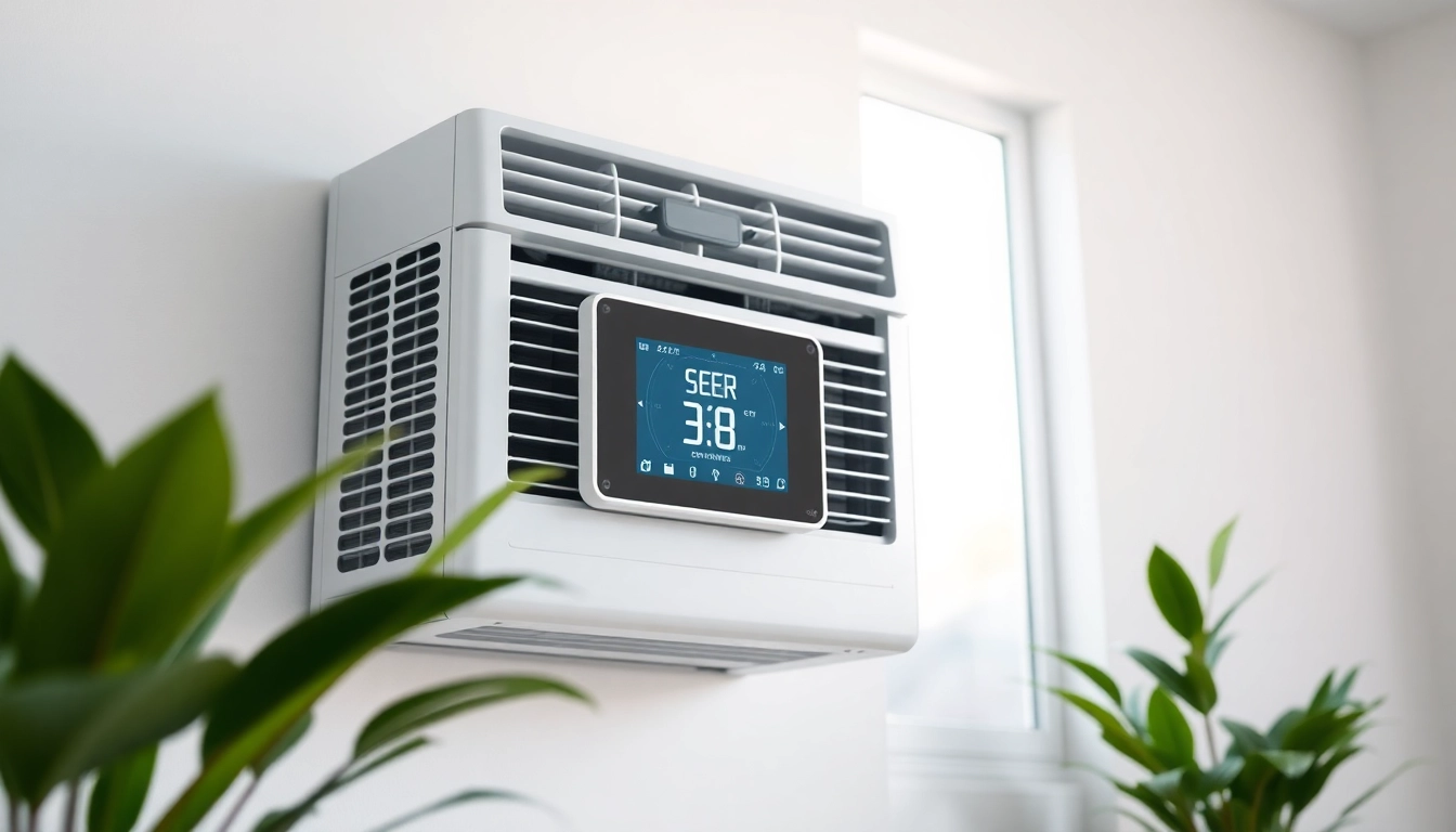 Learn what is a seer rating on air conditioners by exploring a modern HVAC unit with a digital thermostat.