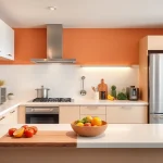 Showcase beautiful affordable kitchen appliances in a modern kitchen setup with a bright, inviting atmosphere.