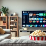 Engage with no credit card IPTV trial options in a modern living room with a vibrant entertainment setup.