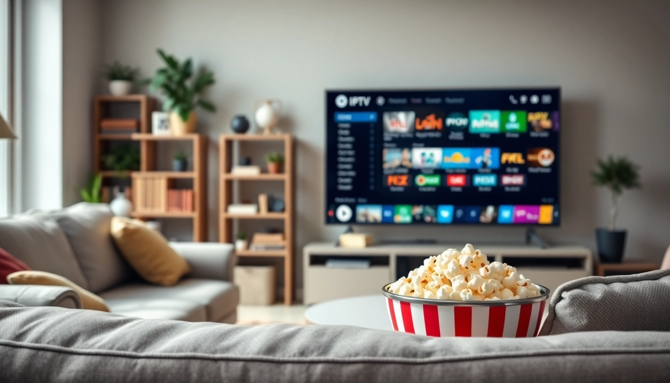 Engage with no credit card IPTV trial options in a modern living room with a vibrant entertainment setup.