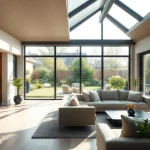 Showcasing modern home extensions with large windows and seamless outdoor access.