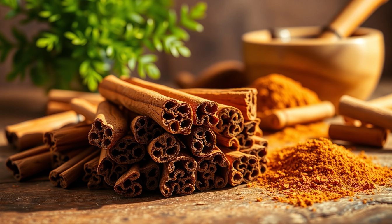 Cinnamon Bark pieces displayed beautifully with rustic elements on a wooden table.