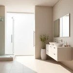 Beautiful small bathroom remodel featuring modern fixtures and a spacious shower design.