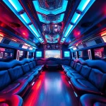 Experience the luxury of party bus rental McDonough ga with vibrant interior lighting and plush seating.