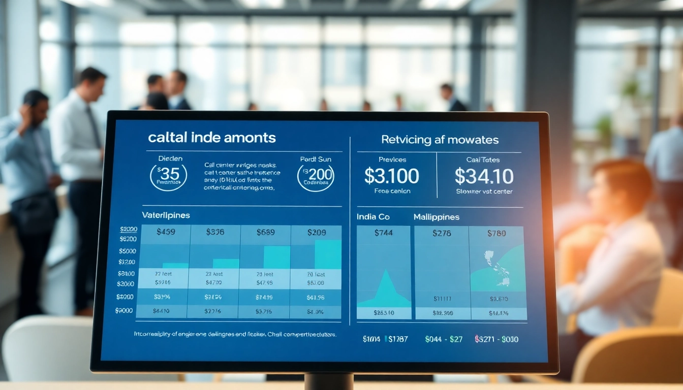 Analyze Call Center Pricing comparison infographic featuring diverse pricing models for different regions.