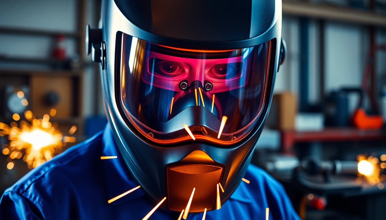 Welder utilizing a speedglas welding helmet in an industrial setting, highlighting its features and design.