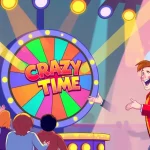 Experience thrilling Crazy Time statistiche with a lively host and colorful wheel in a game show setting.