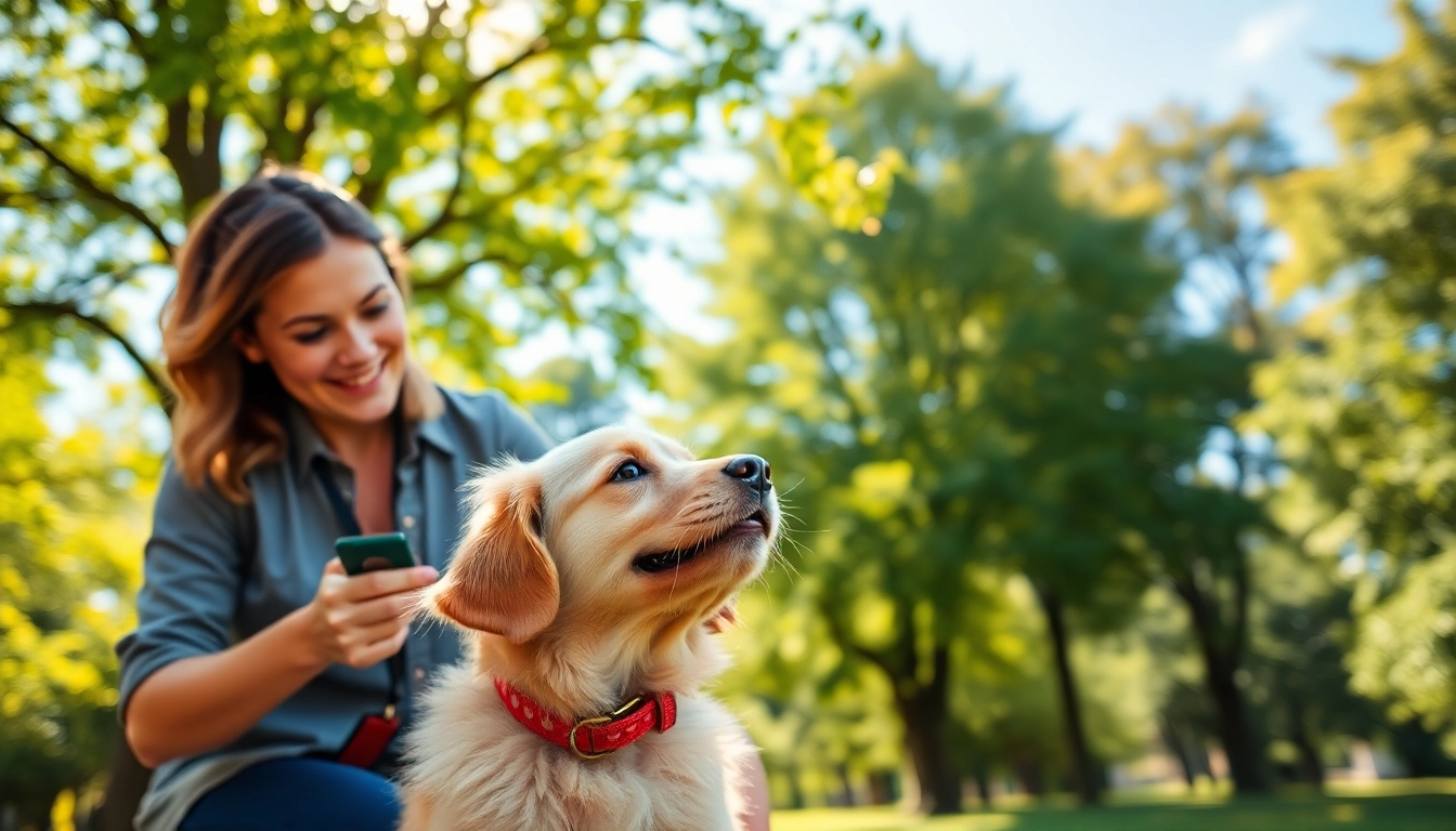 Engaging Dog Training Irvine session with a golden retriever and trainer in a sunny park.