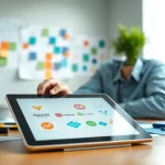 Designing a unique trademark logo with professional tools in a creative workspace.