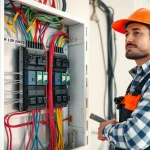 Electrician executing an Electrical Panel Upgrade in a clean, professional setting.