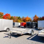Browse top-quality trailers for sale in Massachusetts with diverse options available in a vibrant setting.