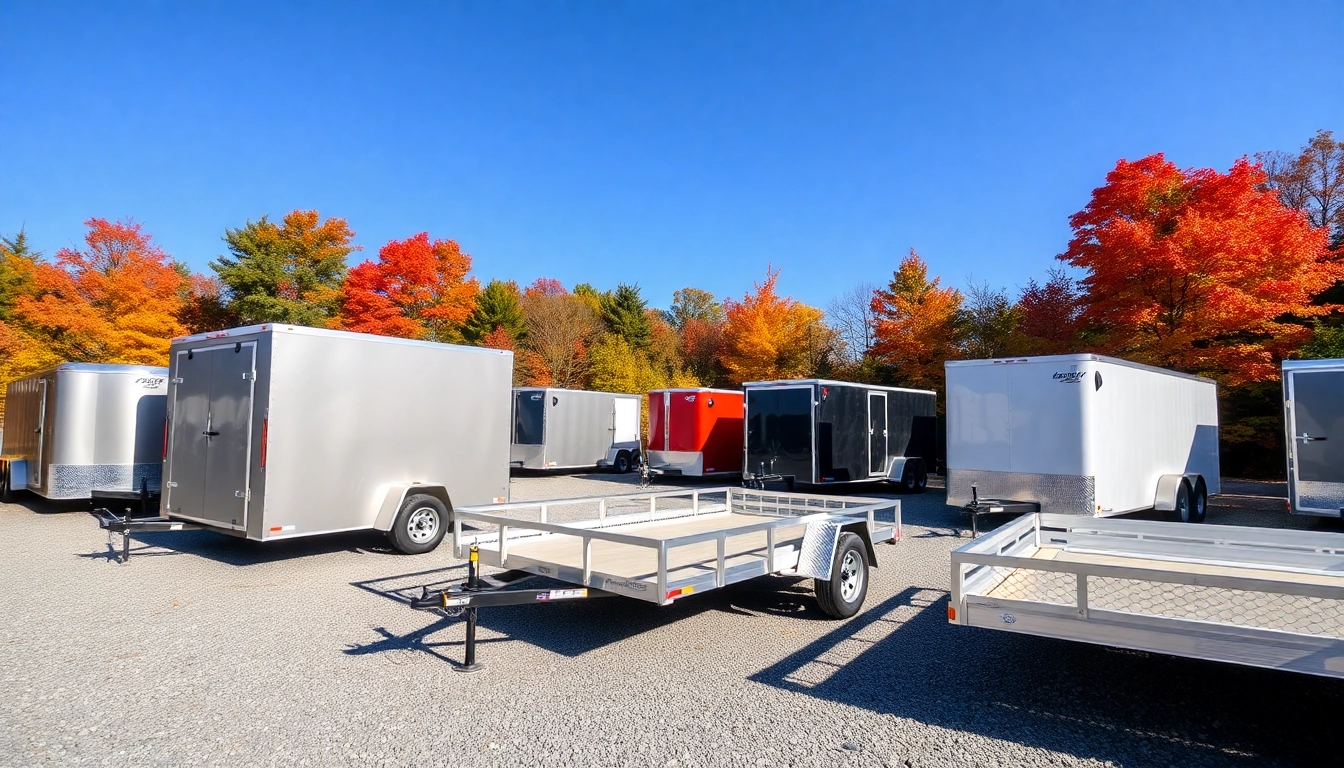Browse top-quality trailers for sale in Massachusetts with diverse options available in a vibrant setting.
