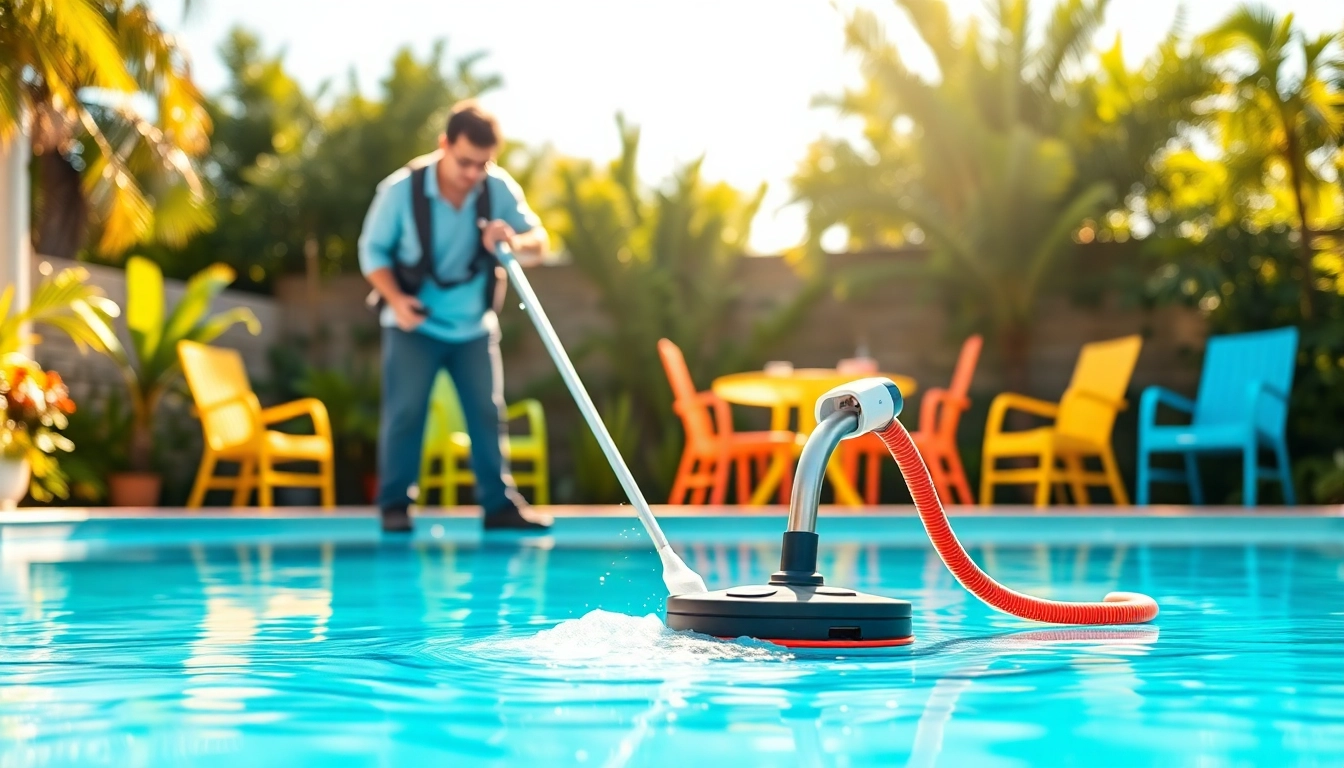 Professional technician providing pool service in Largo, ensuring maintenance of clean and inviting waters.