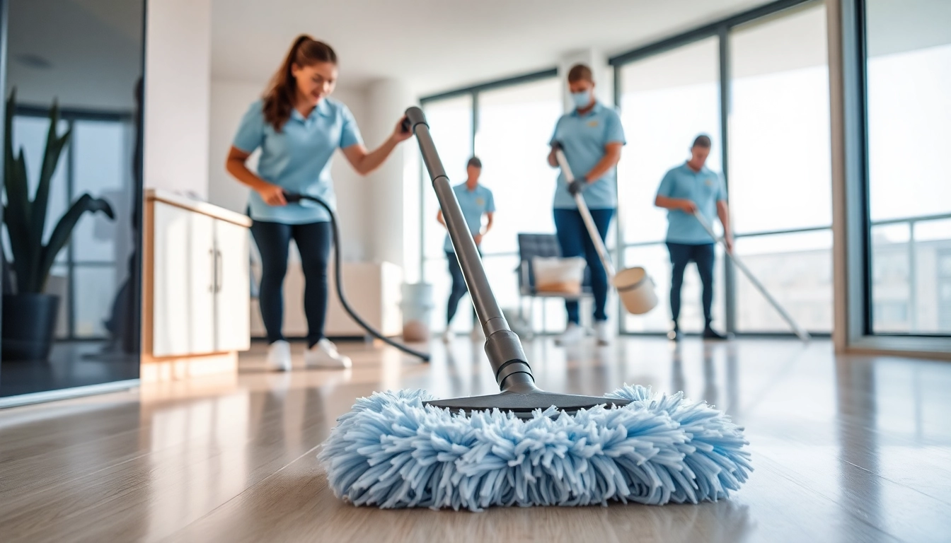 Bond cleaning Brisbane services in action, showcasing trained professionals ensuring a spotless environment.