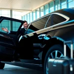 Limo service Vancouver Airport with a professional chauffeur welcoming passengers at the terminal.