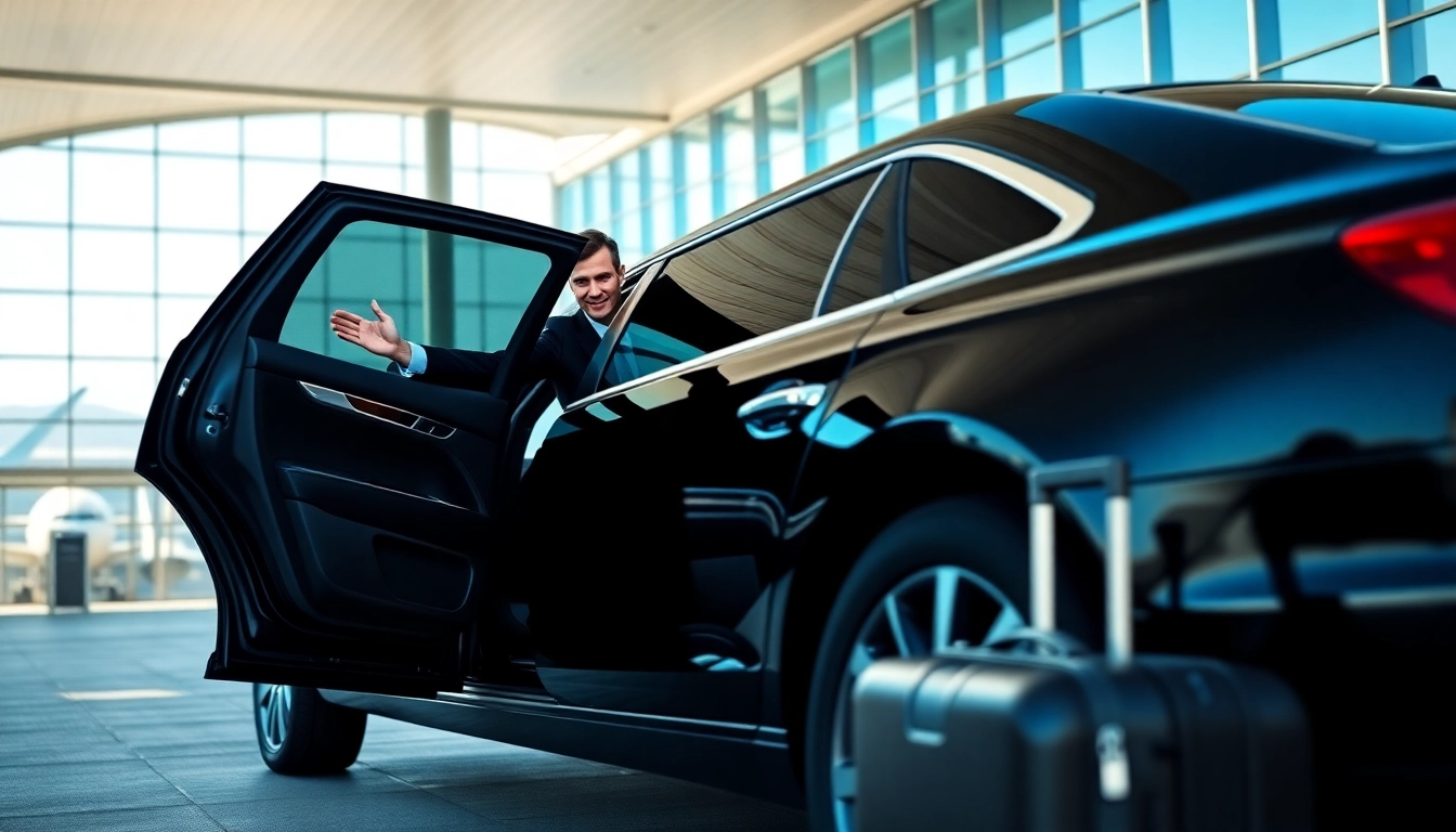 Limo service Vancouver Airport with a professional chauffeur welcoming passengers at the terminal.
