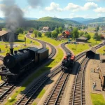 Experience the excitement of railroad tycoon download with this engaging train simulation scene.