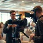 Capturing On-Site Videography during a vibrant conference with professionals engaged.