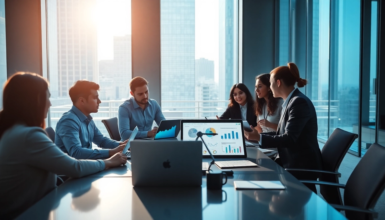 Analyze Competitive intelligence data with professionals collaborating in a modern office.