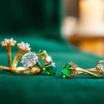 Showcase of the best jewelry featuring elegant rings on a luxurious velvet backdrop.