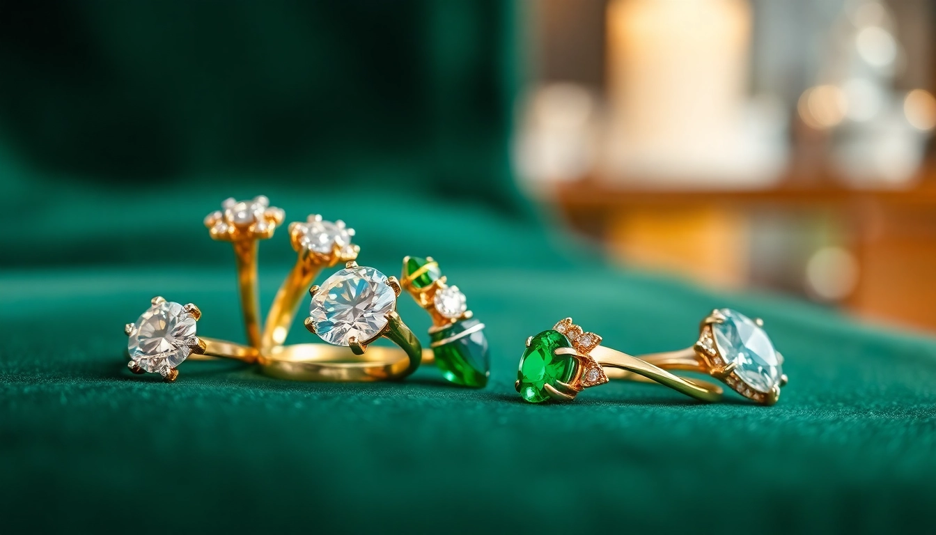 Showcase of the best jewelry featuring elegant rings on a luxurious velvet backdrop.