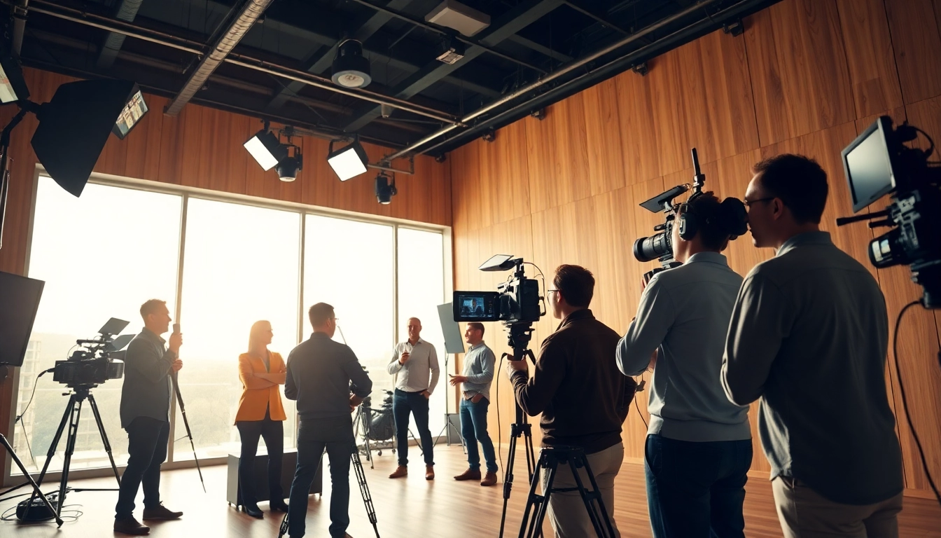Capture of a video production edmonton team at work in a modern studio environment.