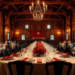Enjoying a delightful meal at the barn dinner theater with an elegant rustic setup.