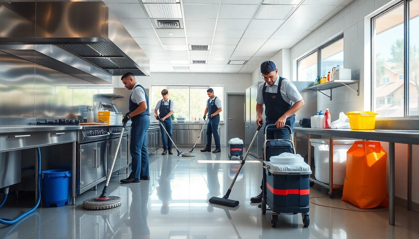 Efficient restaurant janitorial cleaning service ensuring a spotless kitchen environment.