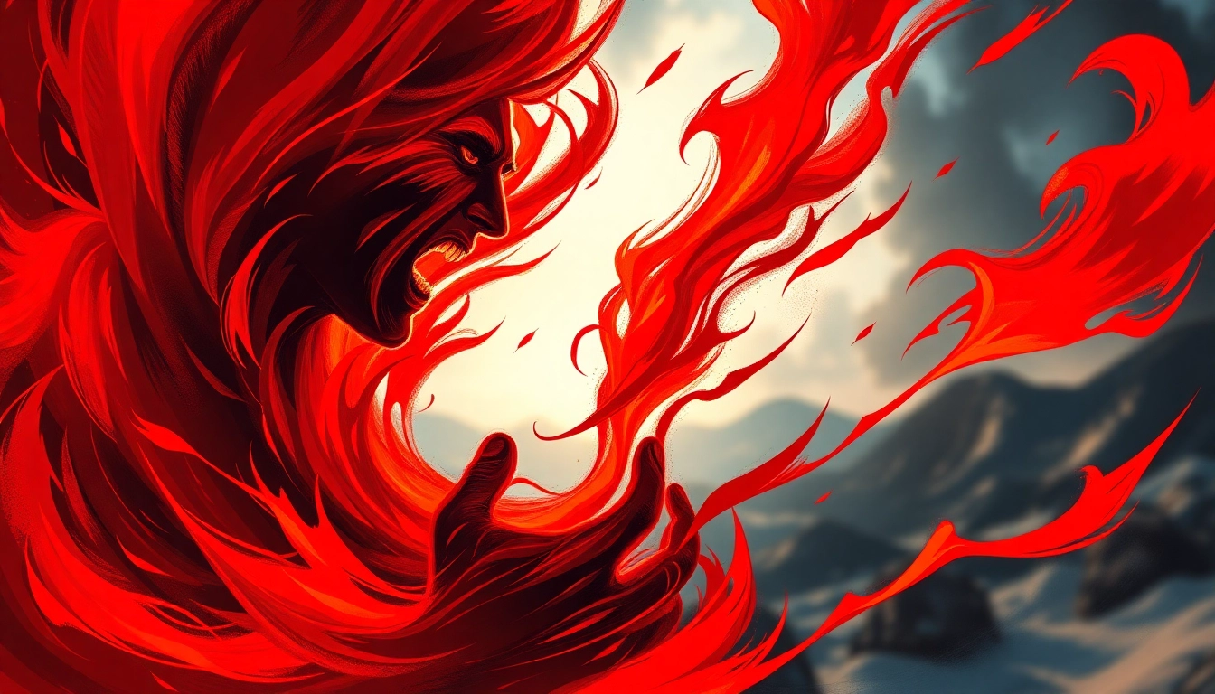 Intense depiction of Anger through a dramatic silhouette engulfed in flames, showcasing emotion.