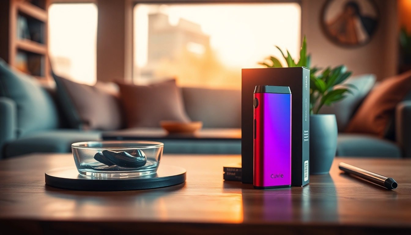 Showcase of the HQD Cuvie vape device highlighting its sleek design and vibrant colors.
