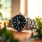 Herren Armbanduhren präsentieren sich exklusiv auf einem Holzuntergrund mit eleganter Umgebung.
