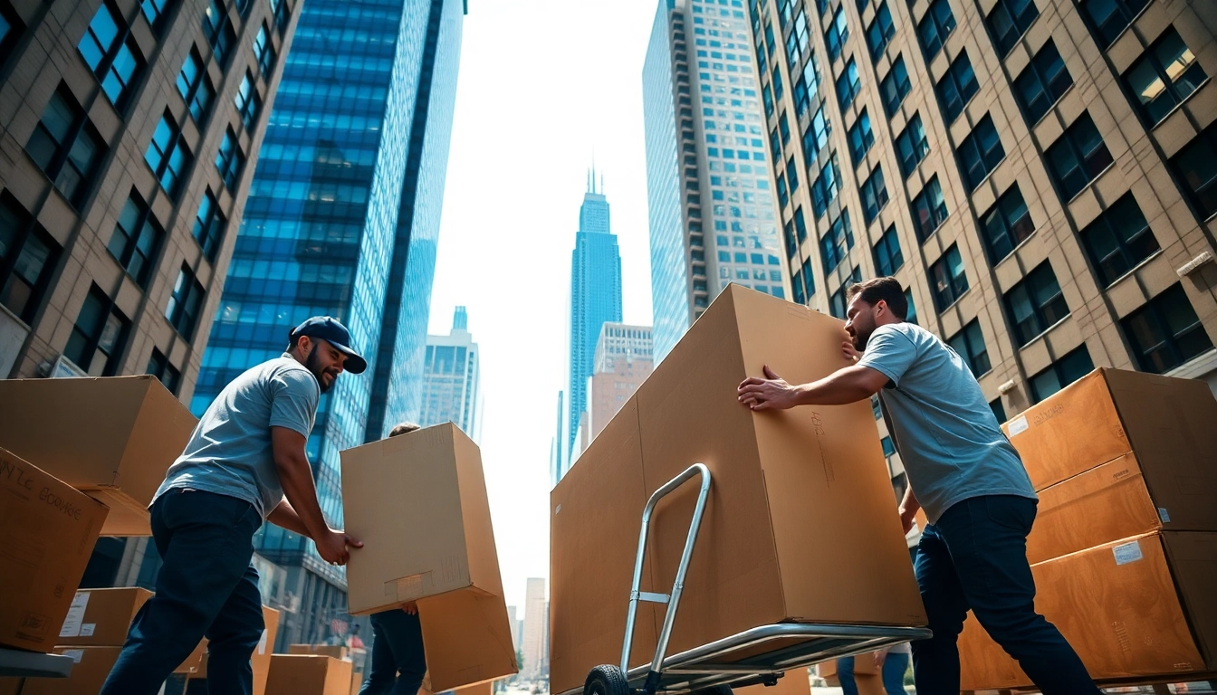 Team of professional movers from a Manhattan moving company efficiently relocating furniture in NYC.