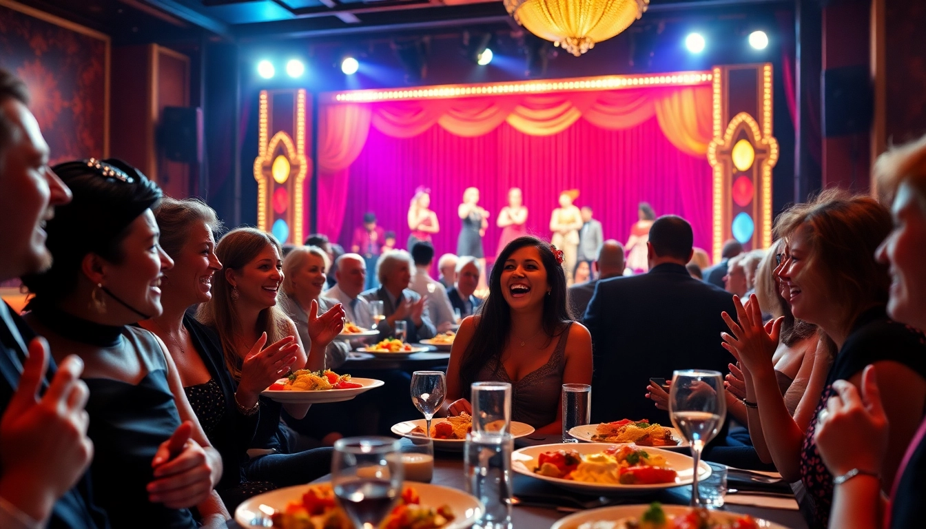 Guests enjoying a vibrant dinner theatre las vegas experience with live entertainment.