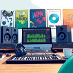 Engaging workspace showcasing Free Presets & Samples in a vibrant music production setting.